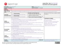 3 by greg bradsher left: Australian Curriculum Japanese Lesson Plan Template By Japan To Go