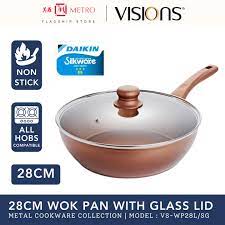 visions metal cookware 28cm wok pan