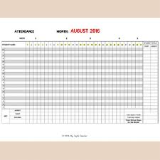 Monthly Attendance Sheet Worksheets Teaching Resources Tpt