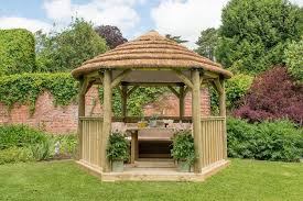 Hexagonal Garden Gazebo Thatched Roof