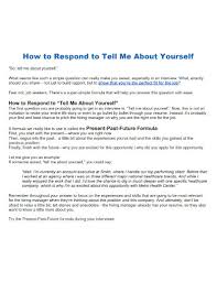 tell me about yourself exles pdf