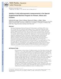 Pdf Validity Of Child Anthropometric Measurements In The
