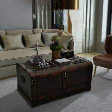 Wooden Chest Coffee Table Living Room