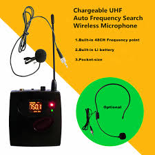 Us 39 99 Shanhaiwer S 2017 Multi Function Chargeable Uhf Portable Body Packed Wireless Microphone 48 Channels Frequency Bands For Choose In