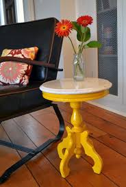Yellow Marble Top Round Side Table