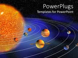 General astronomy > the solar system. Powerpoint Template Diagram Representing Planets Of The Solar System On The Background Representing The Universe 26768