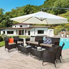 Rattan Patio Umbrella Furniture Set