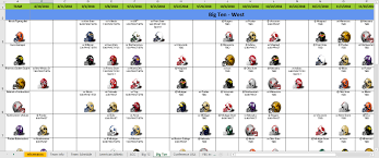 Excel Spreadsheets Help 2018 College Football Helmet Schedule