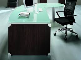 L Shaped Glass Top Executive Desk With