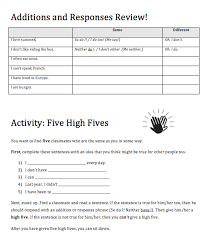 speaking activity five high fives so