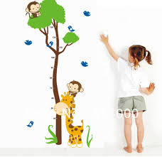Giraffe Monkey Tree Sticker Kids Growth Chart Height Tower