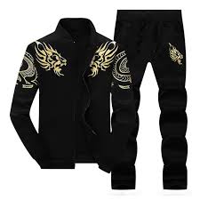 2 In 1 Suits Mens Sports Suits Casual Tracksuits For Men Black