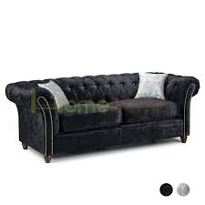 derb crushed velvet 3 seater sofa black