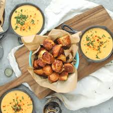 homemade pretzel bites with beer cheese