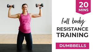 Strength training is the use of resistance to muscular contraction to build the strength, anaerobic endurance, and size of skeletal muscles. 7 Best Full Body Resistance Training Exercises For Women Dumbbell Strength Hiit Youtube