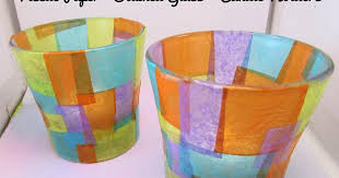 Tissue Paper Stained Glass Candle Holders