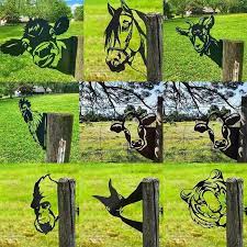 Farm Animals Horse Cow Sheep Metal Art