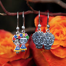 frida kahlo and sugar skull earrings