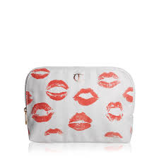 lip print canvas makeup bag