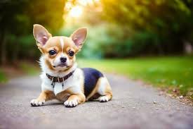 cute chihuahua puppy on a walk in the