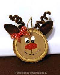 Use a straight pin to attach it to the top of the cork. Wood Slice Reindeer Ornaments Crafty Morning