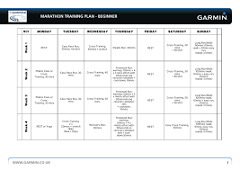 marathon training plan schedule for