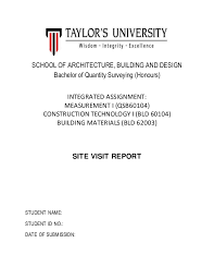 Cover Page For Site Visit Report