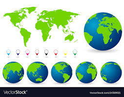 countries set of earth globes vector image