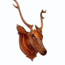 Brown Wooden Wall Decor Deer Head For