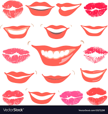 print of lips set vector image