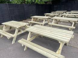 wooden garden table picnic bench