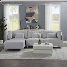 u shape 4 seats sectional sofa gray