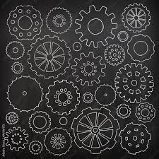 set of cartoon doodle gears mechanical