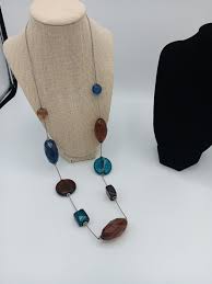 necklace 16 034 drop blue amber gl