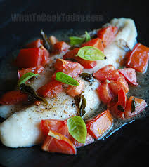 roasted swai fish with tomatoes and basil