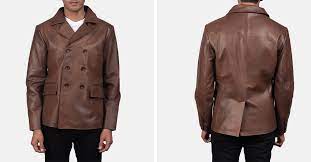 Mr Bailey Brown Leather Naval Peacoat