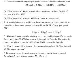 Solved The Combustion Of Propane Gas