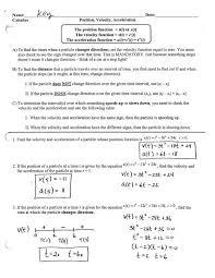 Solutions To Position Velocity And