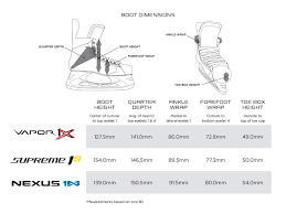 bauer hockey skates families and size