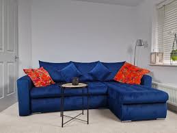 universal corner sofa bed in navy with