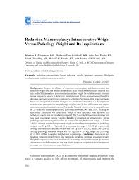 Pdf Reduction Mammoplasty Intraoperative Weight Versus
