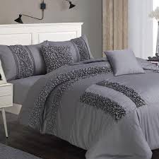 8 pcs smokey dark grey fine cotton bed