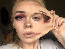 this woman s pulled skin makeup is