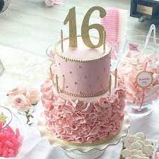 Pink Ruffle Cake Pink Birthday Cakes Sweet 16 Birthday Cake 16th  gambar png