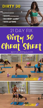 Printable 21 Day Fix Dirty 30 Cheat Sheet Free Printable