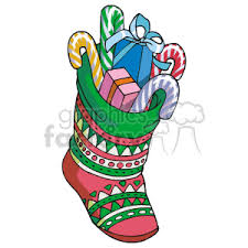 Christmas candy and retro candy all mixed in one stocking. Colorful Christmas Stocking Filled With Presants And Candy Canes Clipart Commercial Use Gif Wmf Svg Clipart 143587 Graphics Factory