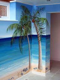 Beach Scene Mural Painted Around Indoor