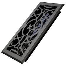 home intuition victorian scroll 2x14 inch decorative floor register vent with mesh cover trap dark grey