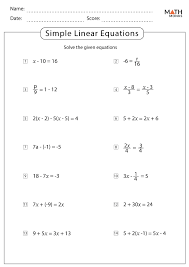 Linear Equations Worksheets With Answer Key