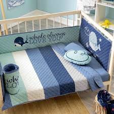 piece nursery crib bedding set whales